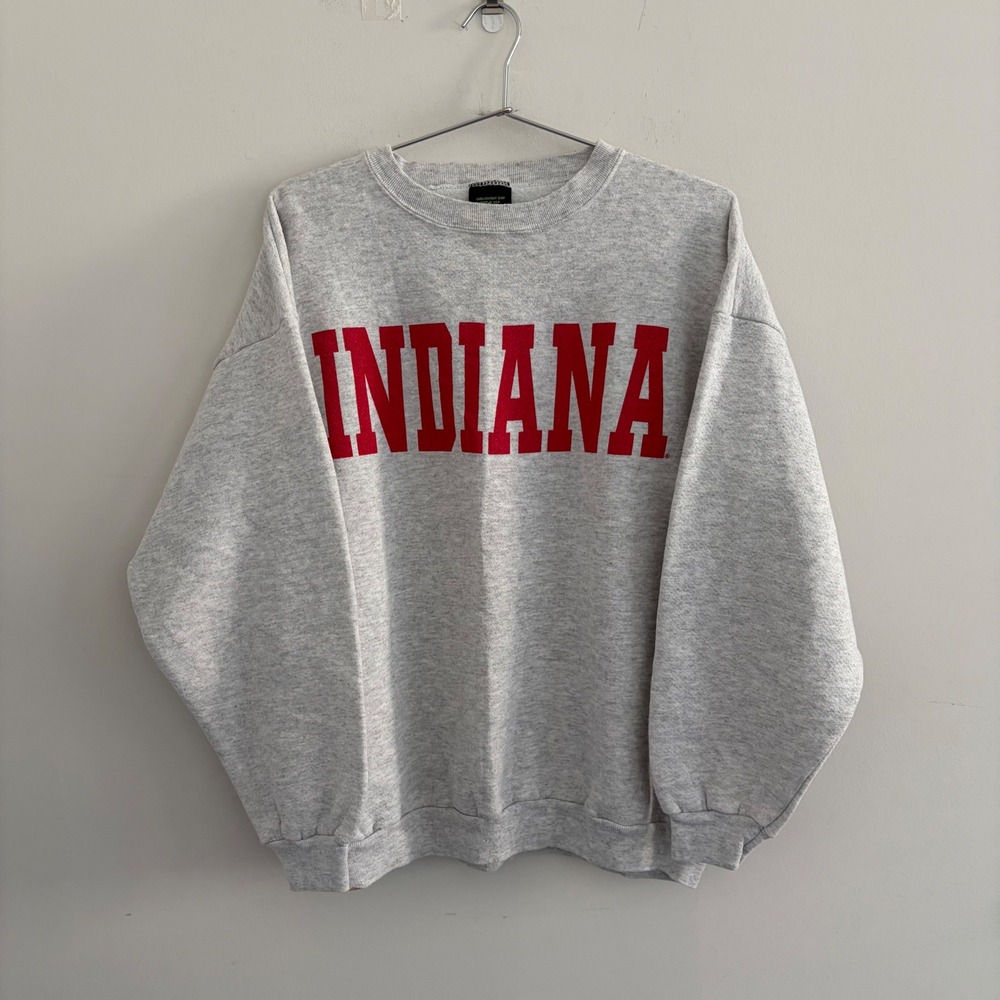 Vintage TSI Indiana University Hoosiers Crewneck Sweatshirt Grey XL Made in USA